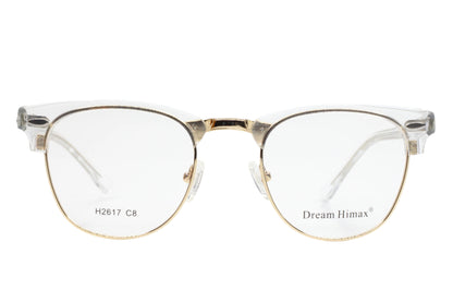 Dream Himax K2617 Crystal Clubmaster Designer Italy Eyeglasses -Wo 49-21-140 Crystal Clear Gold K2617 Metal Optical Frames ABC Optical Eyeglasses