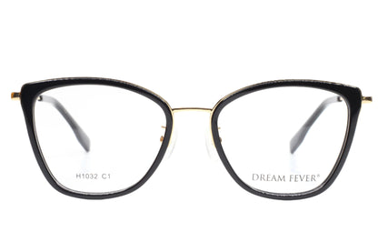 Dream Fever K1032 Crystal Gold Designer Fashion Italy Eyeglasses -Wo 53-19-145 Black Gold K1032 Metal Optical Frames ABC Optical Eyeglasses