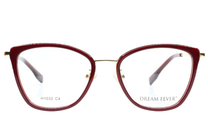 Dream Fever K1032 Crystal Gold Designer Fashion Italy Eyeglasses -Wo 53-19-145 Burgundy Gold K1032 Metal Optical Frames ABC Optical Eyeglasses