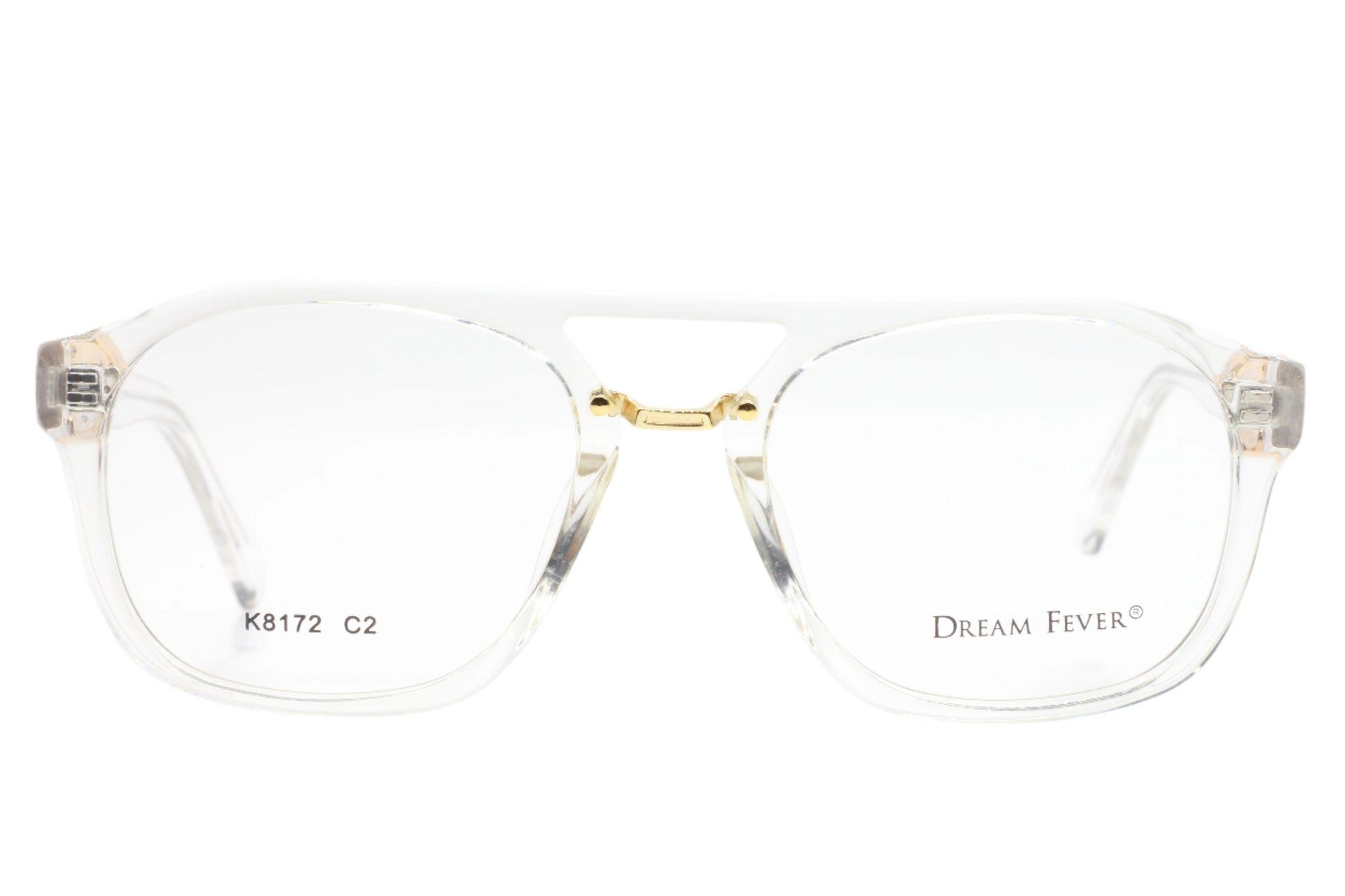 Dream Fever K8172 Crystal Clear Gold Designer Italy Eyeglasses -Ma 54-19-145 Crystal Gold Acetate Optical Frames ABC OPTICAL Eyeglasses