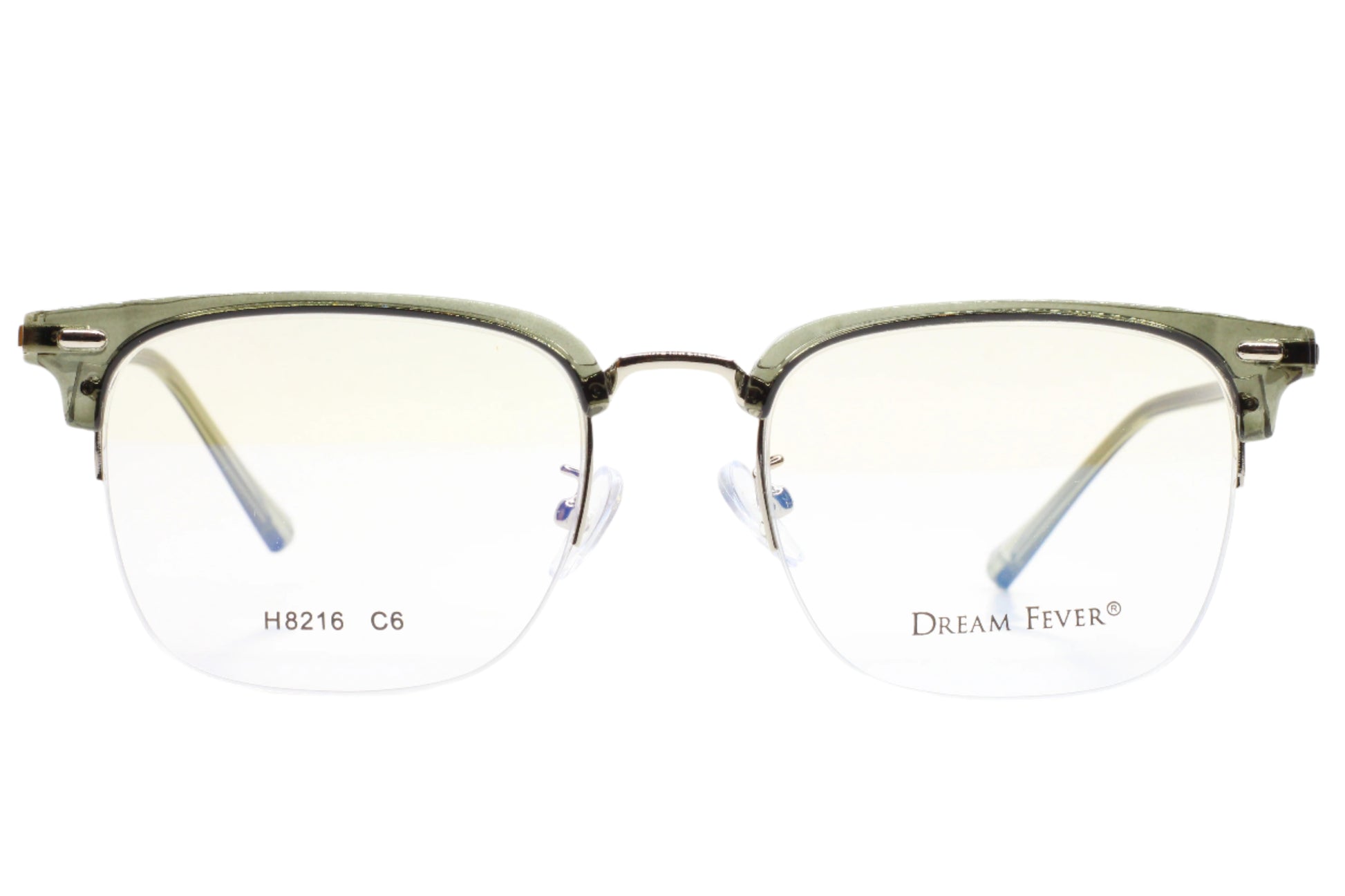 Dream Fever H8216 Crystal Green Silver Luxury Italy Eyeglasses -Ma 53-19-145 Crystal Green Semi-Rimless Optical Frames ABC OPTICAL Eyeglasses