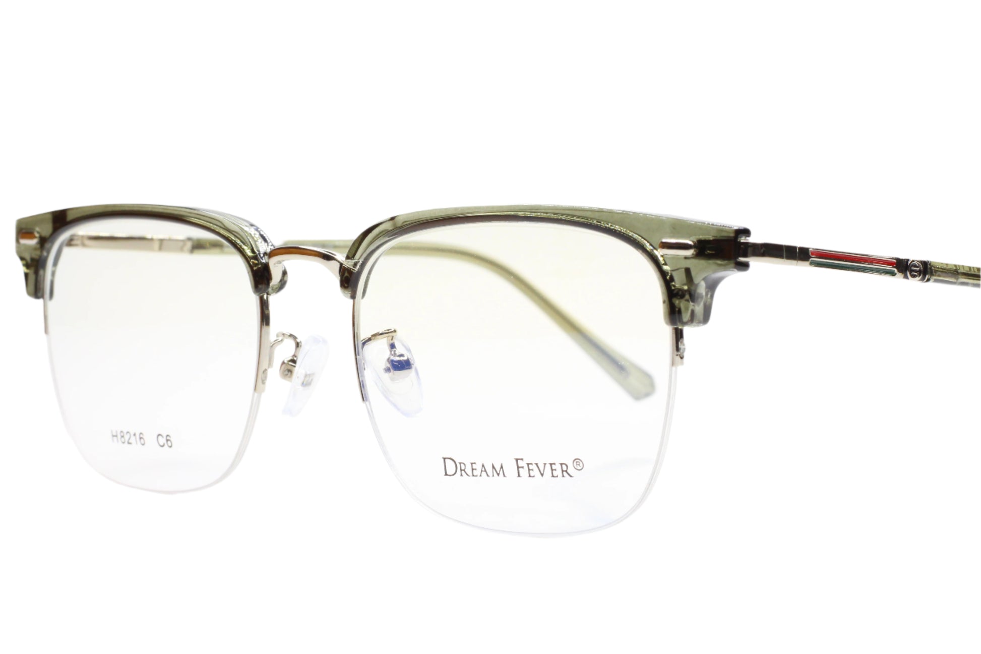 Dream Fever H8216 Crystal Green Silver Luxury Italy Eyeglasses -Ma Optical Frames ABC OPTICAL Eyeglasses