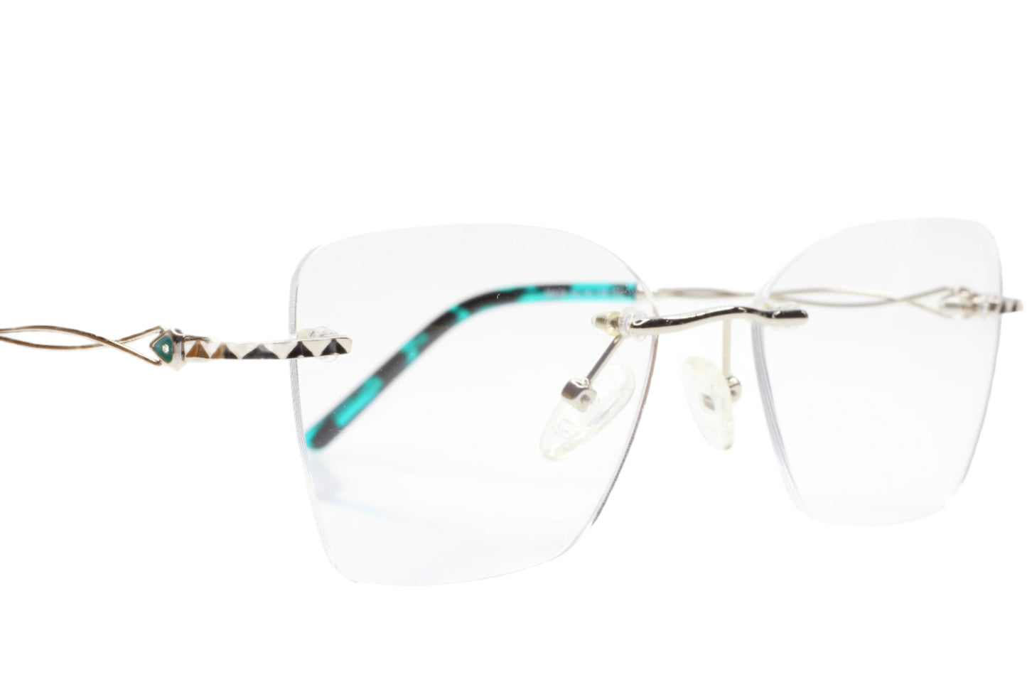 Myriad Eyewear ME25628 Silver Blue Tortoise Rimless Luxury Eyeglasses -Wo