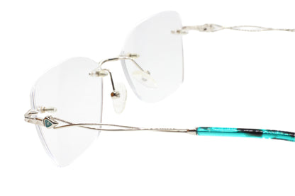 Myriad Eyewear ME25628 Silver Blue Tortoise Rimless Luxury Eyeglasses -Wo