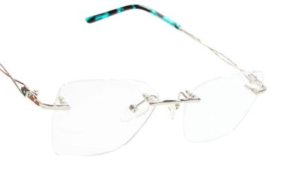 Myriad Eyewear ME25628 Silver Blue Tortoise Rimless Luxury Eyeglasses -Wo