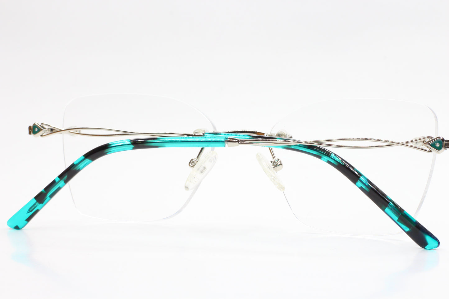 Myriad Eyewear ME25628 Silver Blue Tortoise Rimless Luxury Eyeglasses -Wo