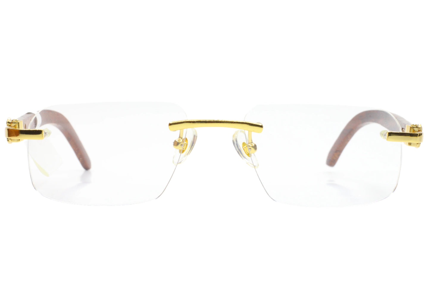 Myriad Eyewear ME00420 Gold & Wood Rimless Luxury Eyeglasses -Ma