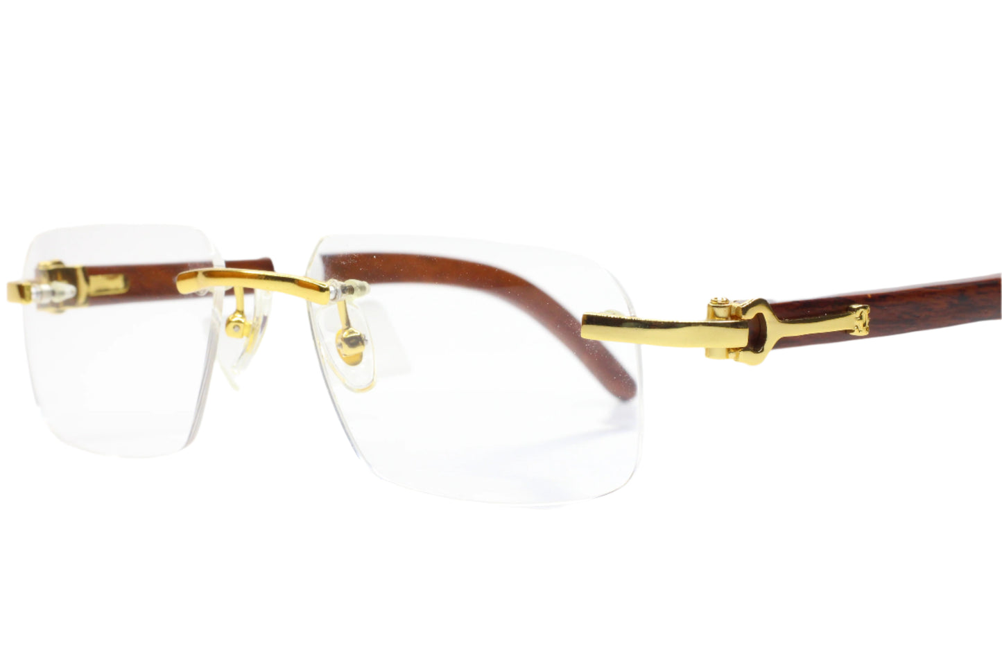 Myriad Eyewear ME00420 Gold & Wood Rimless Luxury Eyeglasses -Ma