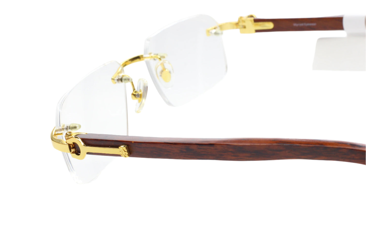 Myriad Eyewear ME00420 Gold & Wood Rimless Luxury Eyeglasses -Ma