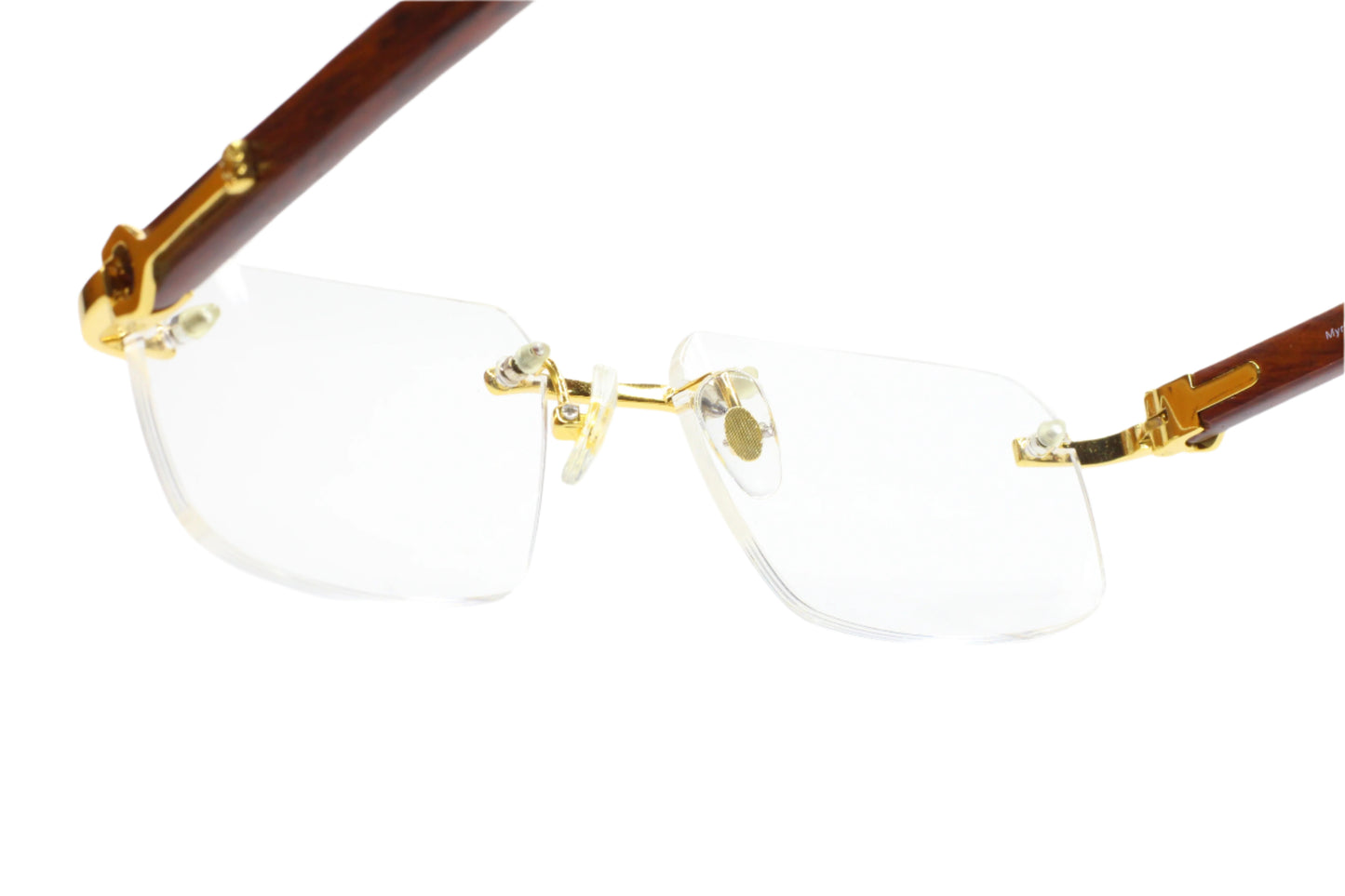 Myriad Eyewear ME00420 Gold & Wood Rimless Luxury Eyeglasses -Ma