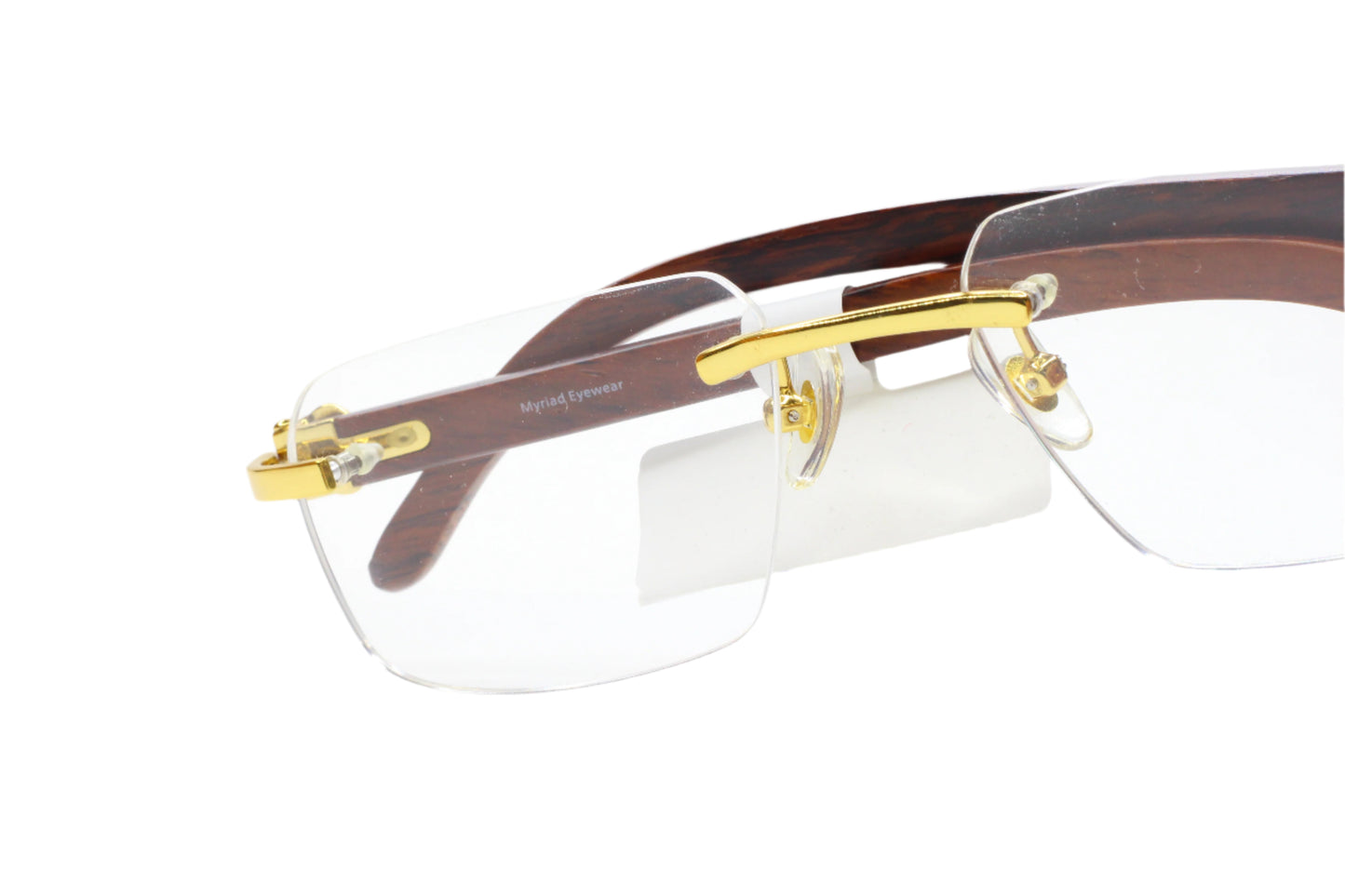 Myriad Eyewear ME00420 Gold & Wood Rimless Luxury Eyeglasses -Ma