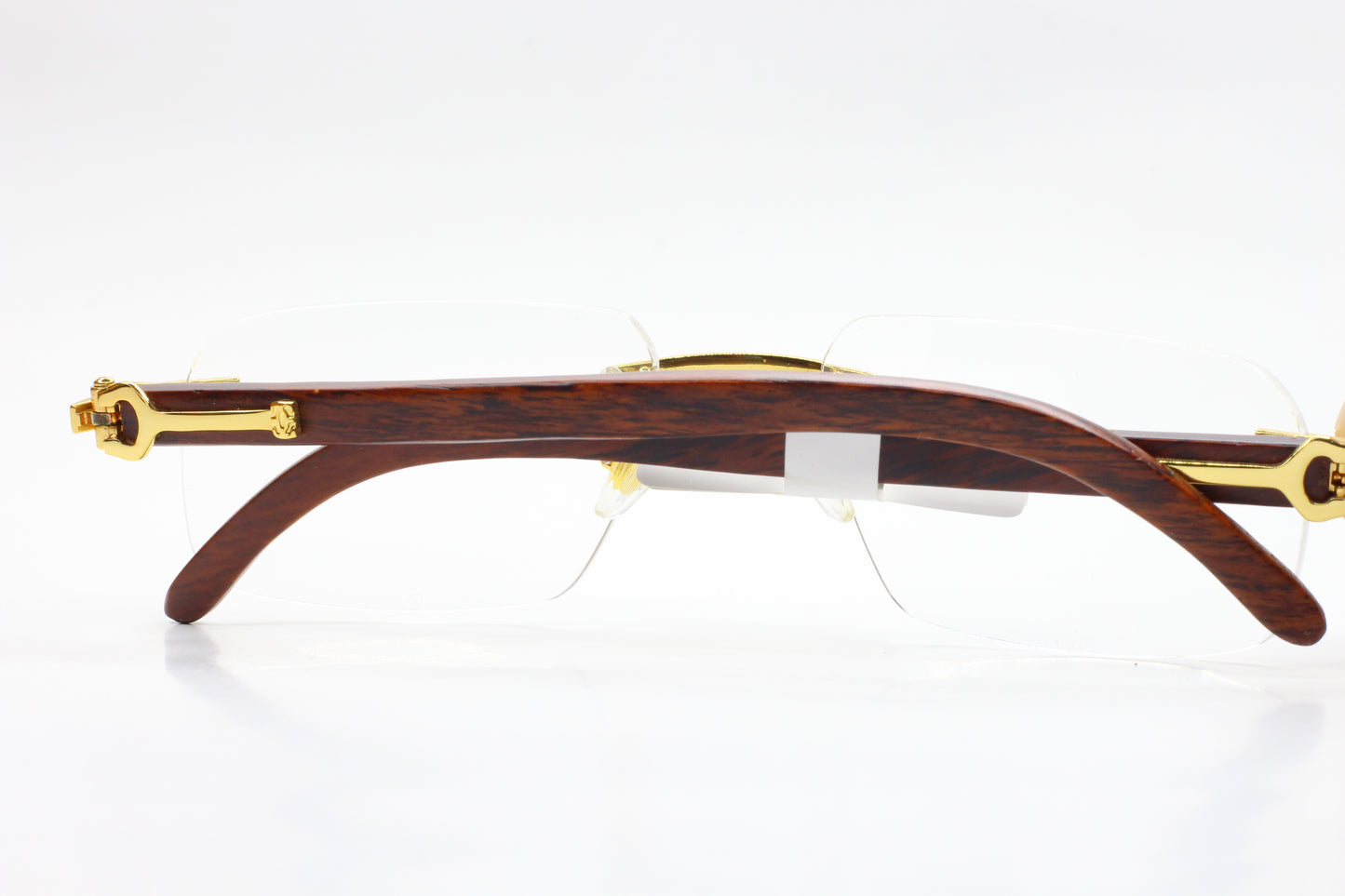 Myriad Eyewear ME00420 Gold & Wood Rimless Luxury Eyeglasses -Ma