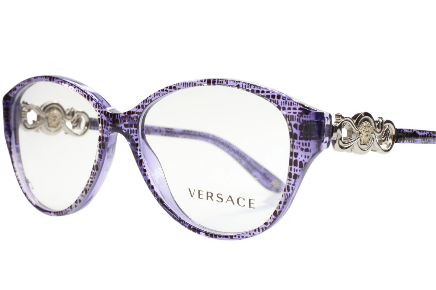 Versace VE3161 5000 Purple Silver Acetate Luxury Italy Eyeglasses -Wo Optical Frames ABC Optical Eyeglasses