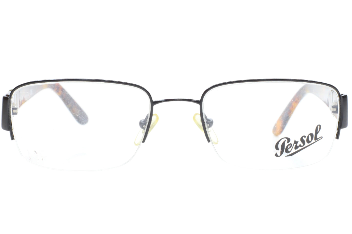 Persol PO2310V 594 Black Brown Tortoise Half Rim Italy Eyeglasses -Ma 53-19-140 Havana Brown Tortoise Semi-Rimless Optical Frames ABC Optical Eyeglasses