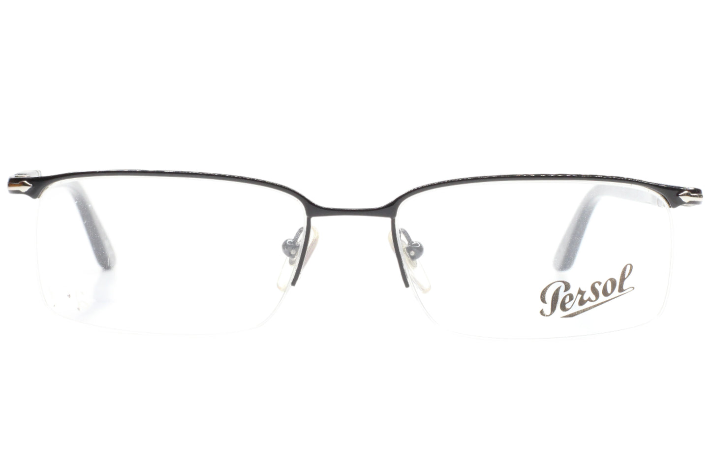 Persol PO2419V 986 Black Silver Semi Rimless Italy Eyeglasses -Ma 54-17-140 Black Silver Half-Rim Optical Frames ABC Optical Eyeglasses