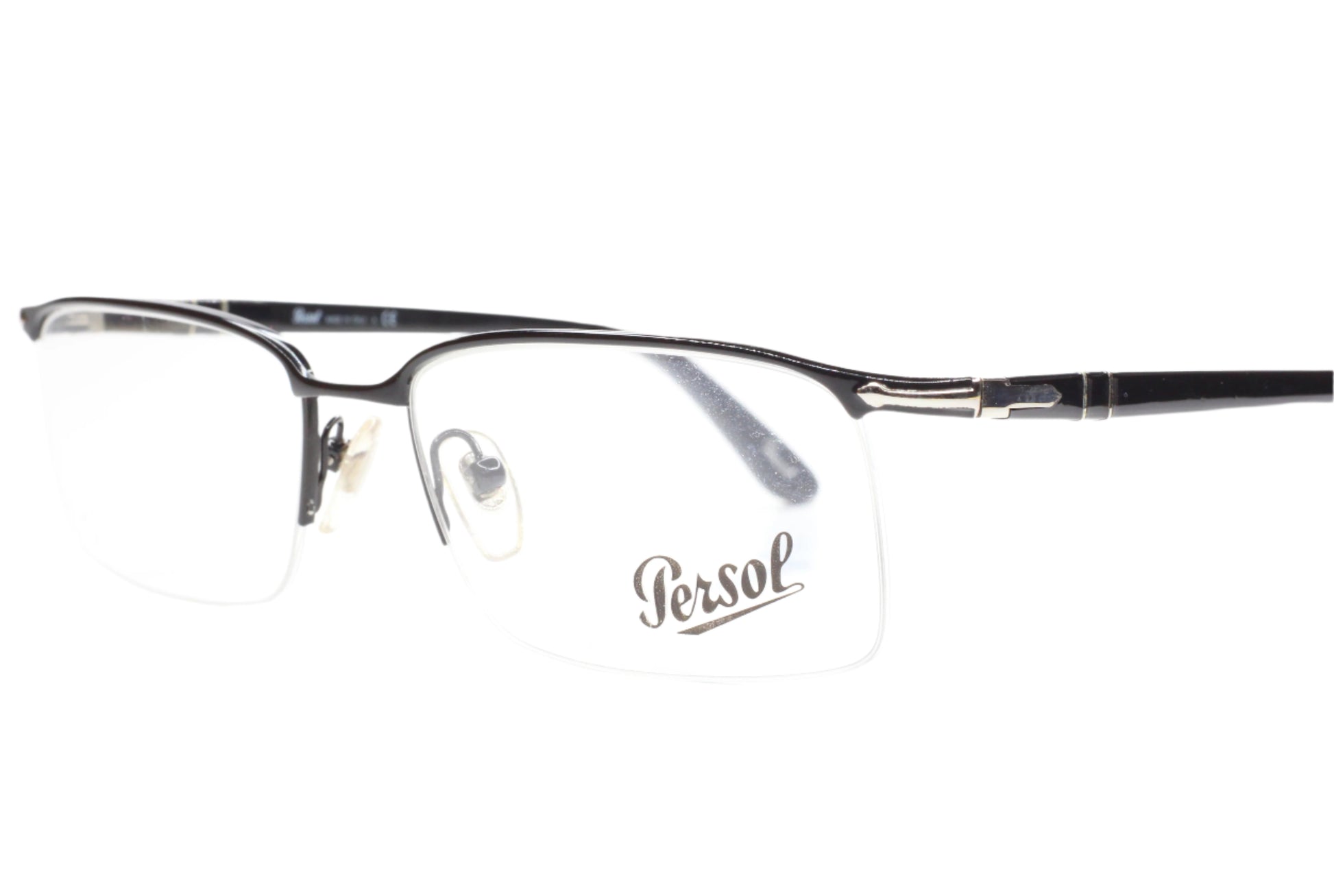 Persol PO2419V 986 Black Silver Semi Rimless Italy Eyeglasses -Ma Optical Frames ABC Optical Eyeglasses