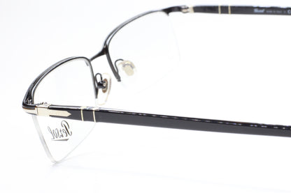 Persol PO2419V 986 Black Silver Semi Rimless Italy Eyeglasses -Ma Optical Frames ABC Optical Eyeglasses