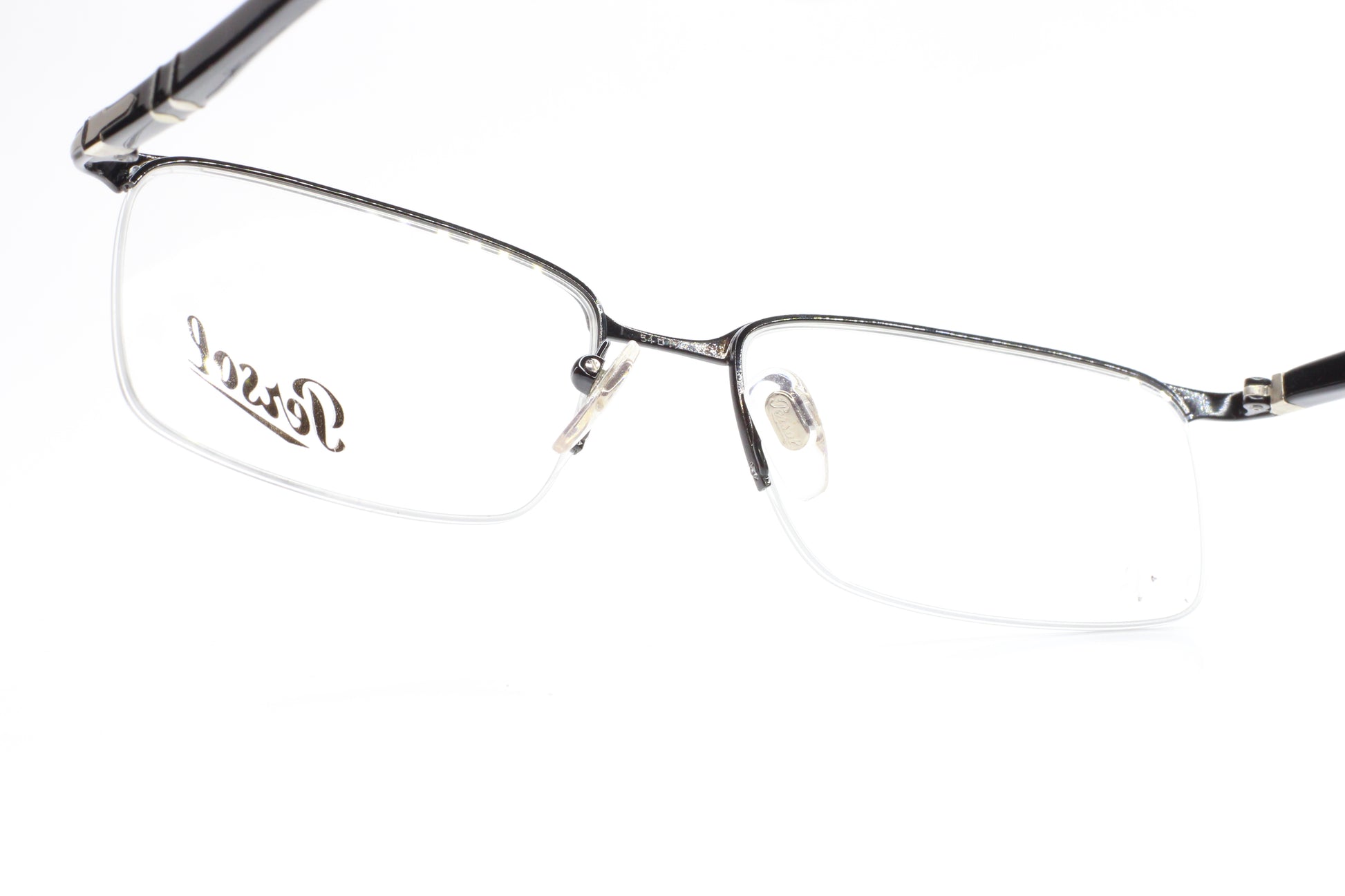 Persol PO2419V 986 Black Silver Semi Rimless Italy Eyeglasses -Ma Optical Frames ABC Optical Eyeglasses