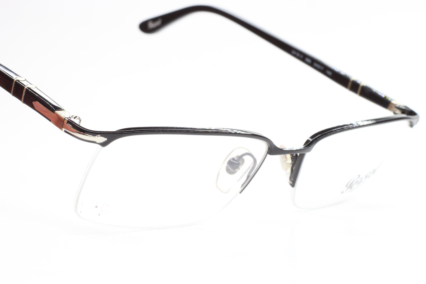 Persol PO2419V 986 Black Silver Semi Rimless Italy Eyeglasses -Ma Optical Frames ABC Optical Eyeglasses