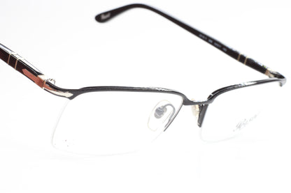 Persol PO2419V 986 Black Silver Semi Rimless Italy Eyeglasses -Ma Optical Frames ABC Optical Eyeglasses