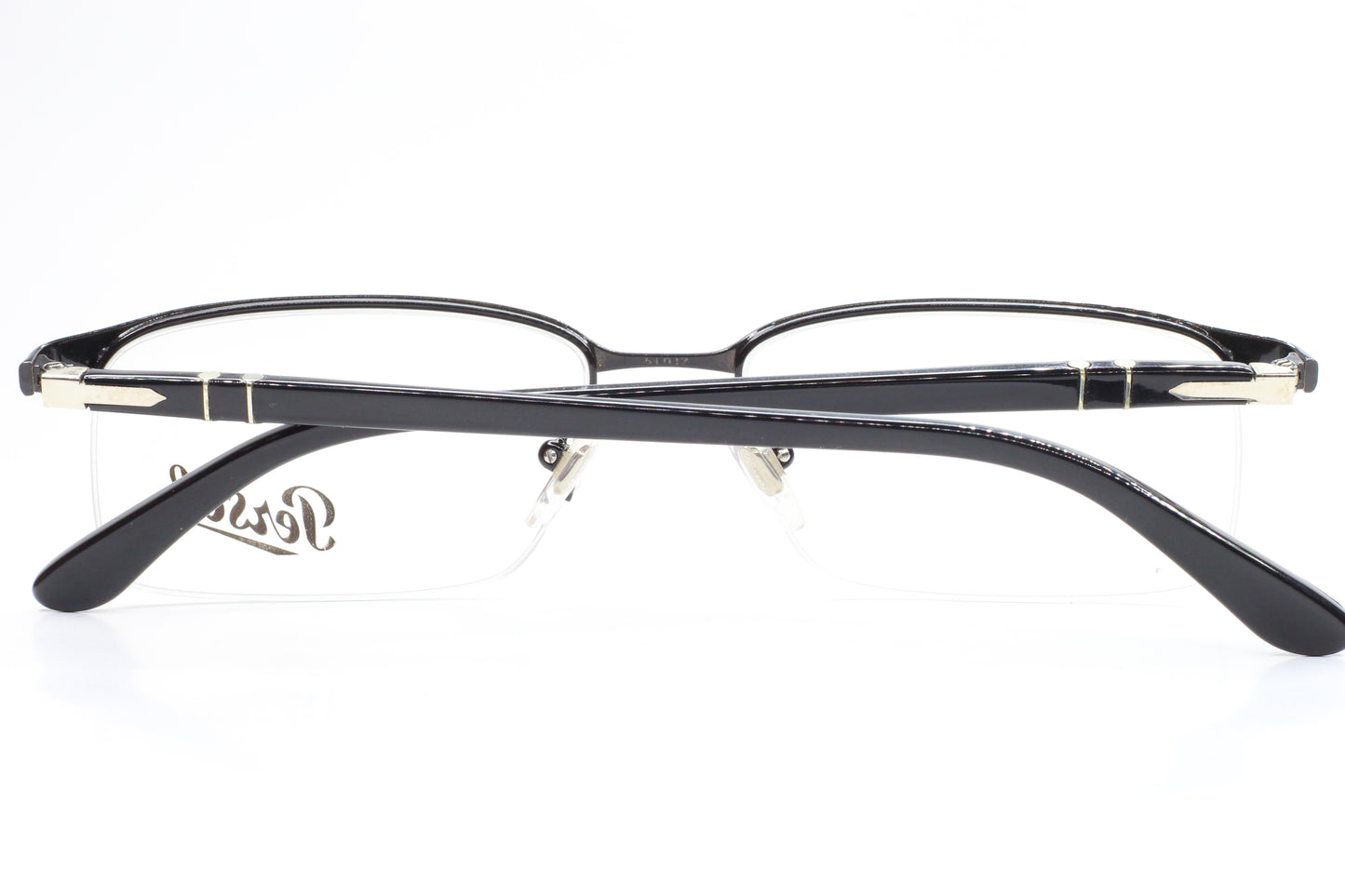 Persol PO2419V 986 Black Silver Semi Rimless Italy Eyeglasses -Ma Optical Frames ABC Optical Eyeglasses