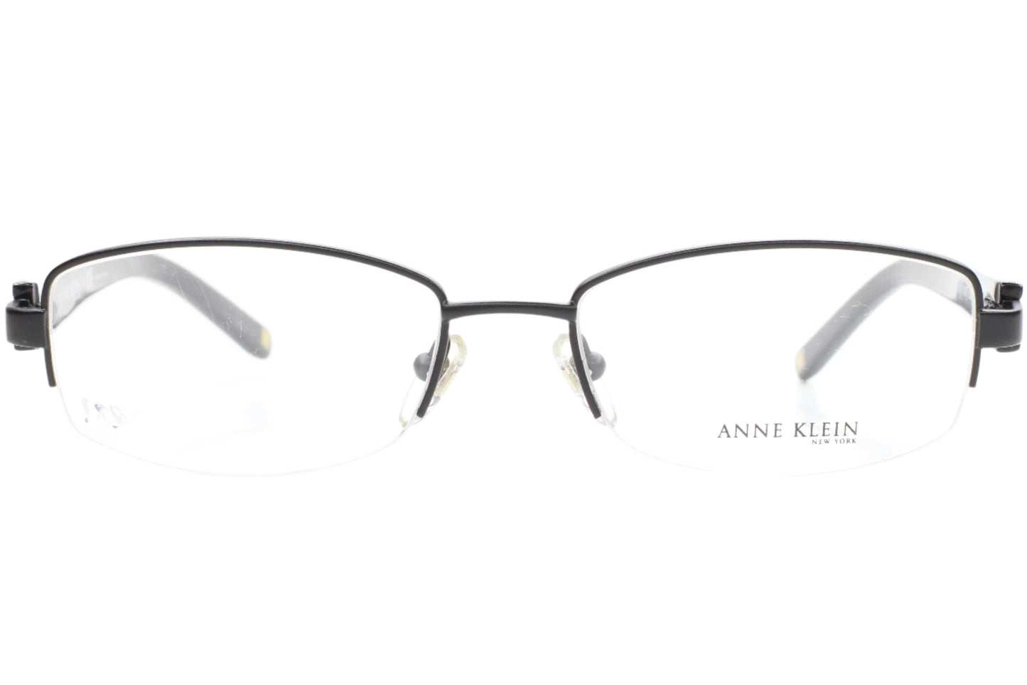 Anne Klein AK9130 566S Black Metal Semi-Rimless Luxury Eyeglasses -Wo 52-17-135 Black Half Rimless Optical Frames ABC Optical Eyeglasses