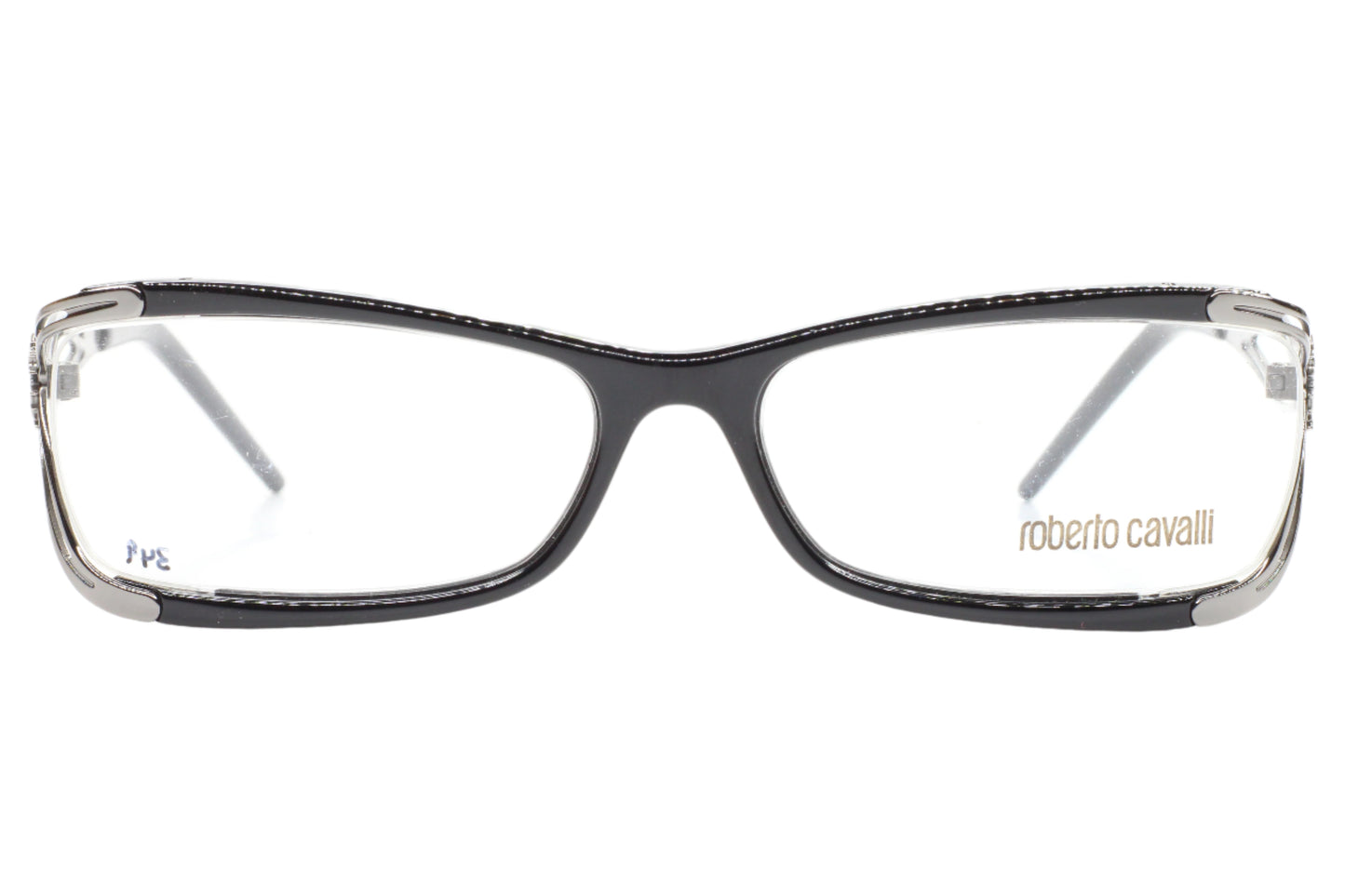 Roberto Cavalli Cannella 635 001 Black Silver Luxury Italy Eyeglasses -Wo 55-15-135 Black Silver Groove Optical Frames ABC Optical Eyeglasses