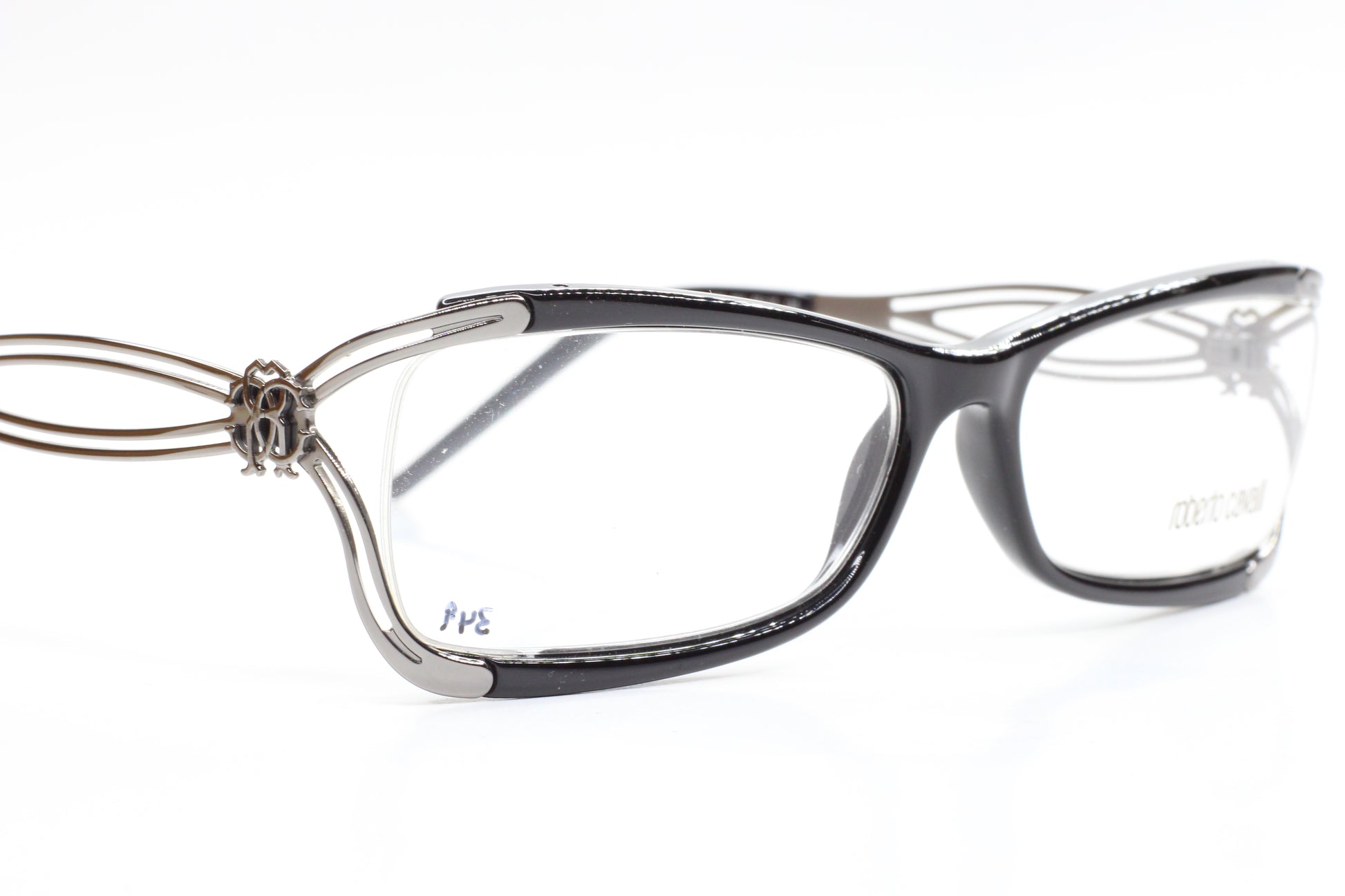 Roberto Cavalli Cannella 635 001 Black Silver Luxury Italy Eyeglasses -Wo Optical Frames ABC Optical Eyeglasses