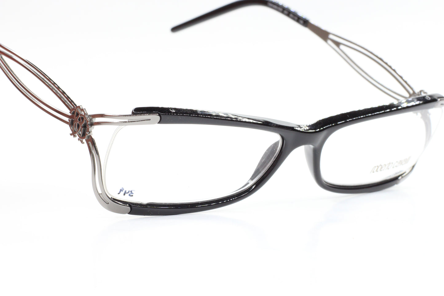 Roberto Cavalli Cannella 635 001 Black Silver Luxury Italy Eyeglasses -Wo Optical Frames ABC Optical Eyeglasses