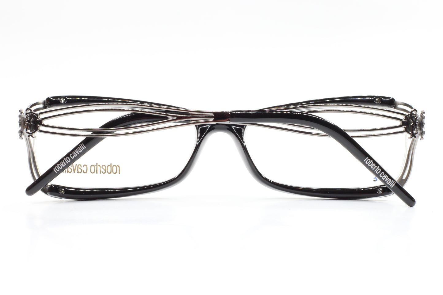 Roberto Cavalli Cannella 635 001 Black Silver Luxury Italy Eyeglasses -Wo Optical Frames ABC Optical Eyeglasses