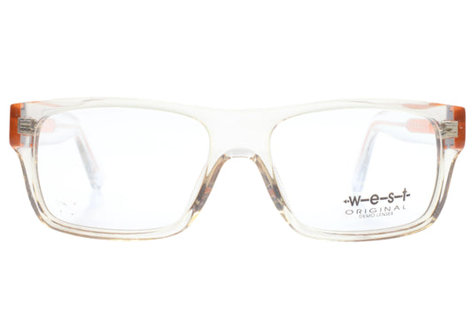 West 99492 C.2 Crystal Clear Acetate Designer Italy Eyeglasses -Ma 53-16-140 Crystal Clear Orange Acetate Optical Frames ABC Optical Eyeglasses