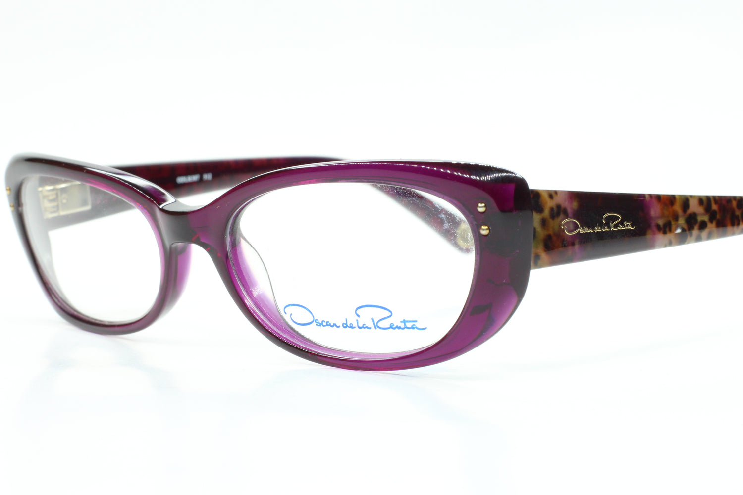 Oscar De La Renta ODLR387 512 Purple Cheetah Acetate Designer Eyeglasses -Wo Optical Frames ABC Optical Eyeglasses