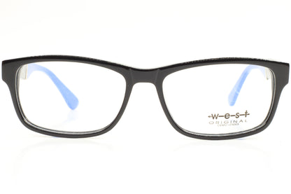 West 99494 C3 Black Blue Acetate Designer Italy Eyeglasses -Ma 54-16-140 Black Blue Acetate Optical Frames ABC Optical