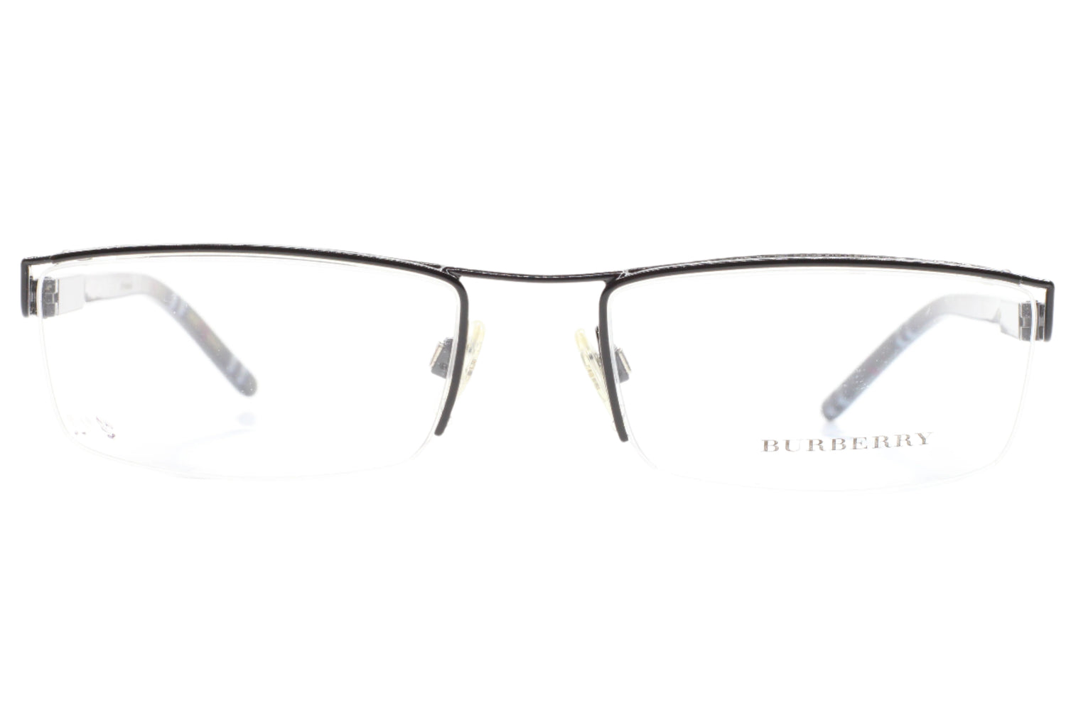 Burberry B1120 1051 Black Silver Semi-Rimless Luxury Italy Eyeglasses -Ma 54-18-135 Black Half-Rim Optical Frames ABC Optical Eyeglasses