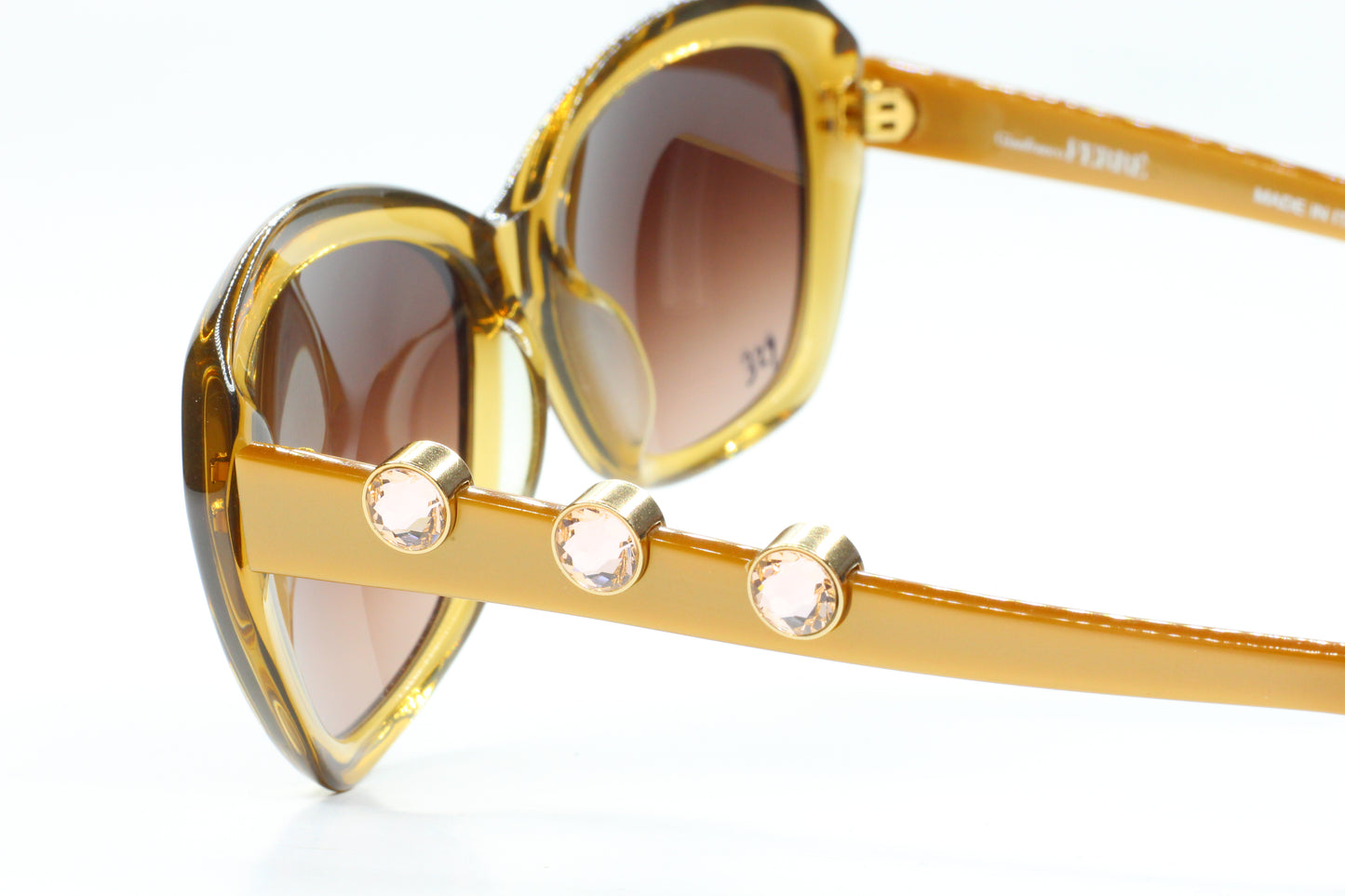 Gianfranco Ferre FG54402 Amber Crystal Gradient Luxury Italy Sunglasses -Wo