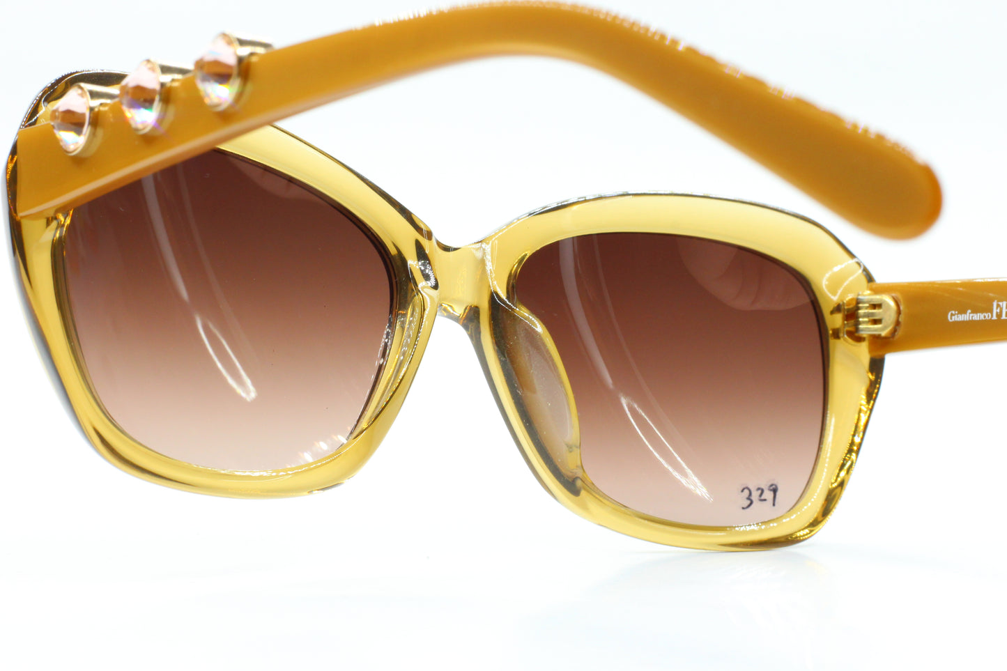Gianfranco Ferre FG54402 Amber Crystal Gradient Luxury Italy Sunglasses -Wo