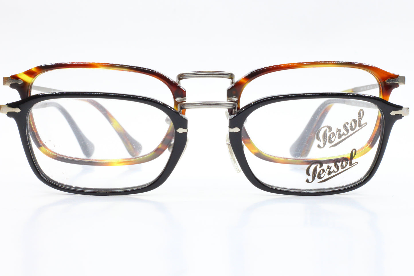 Persol PO3044V Black Brown Silver Metal Designer Luxury Italy Eyeglasses -Ma
