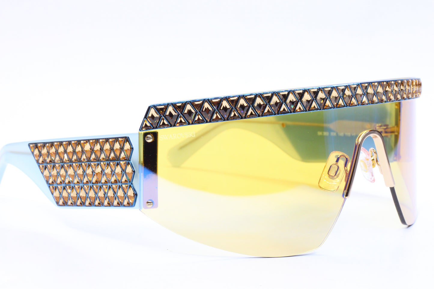 Swarovski SK0363 30X Shiny Deep Gold/Blue Mirror Shield Sunglasses -Wo