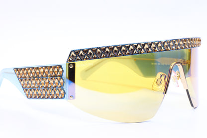 Swarovski SK0363 30X Shiny Deep Gold/Blue Mirror Shield Sunglasses -Wo