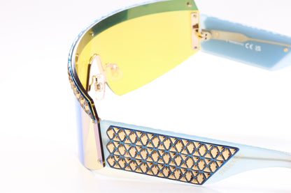 Swarovski SK0363 30X Shiny Deep Gold/Blue Mirror Shield Sunglasses -Wo