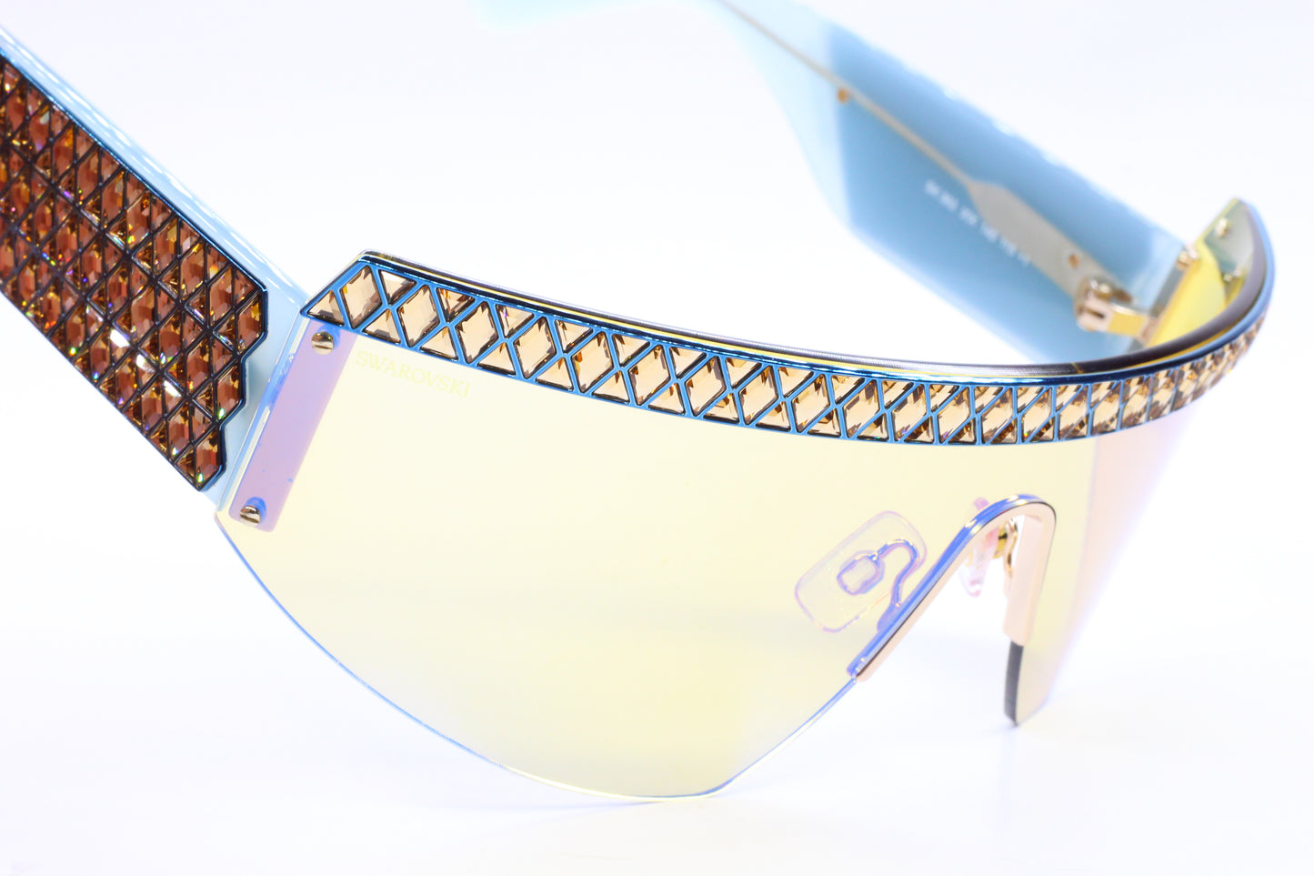 Swarovski SK0363 30X Shiny Deep Gold/Blue Mirror Shield Sunglasses -Wo