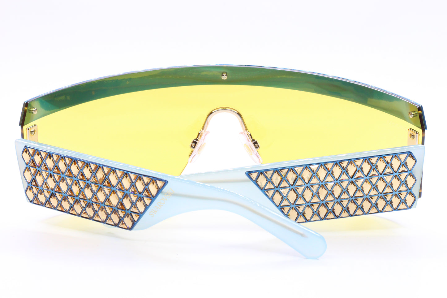 Swarovski SK0363 30X Shiny Deep Gold/Blue Mirror Shield Sunglasses -Wo