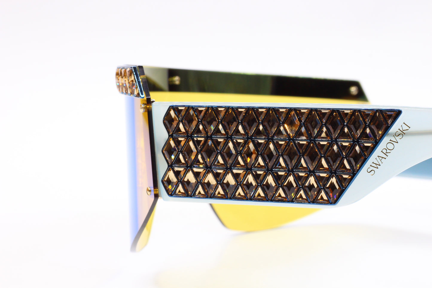 Swarovski SK0363 30X Shiny Deep Gold/Blue Mirror Shield Sunglasses -Wo