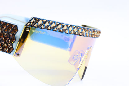 Swarovski SK0363 30X Shiny Deep Gold/Blue Mirror Shield Sunglasses -Wo