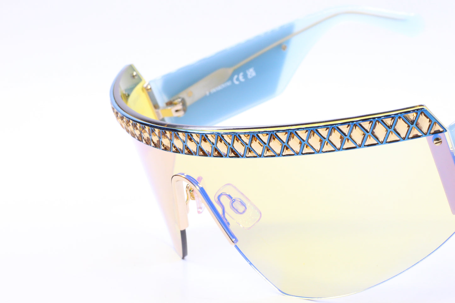 Swarovski SK0363 30X Shiny Deep Gold/Blue Mirror Shield Sunglasses -Wo