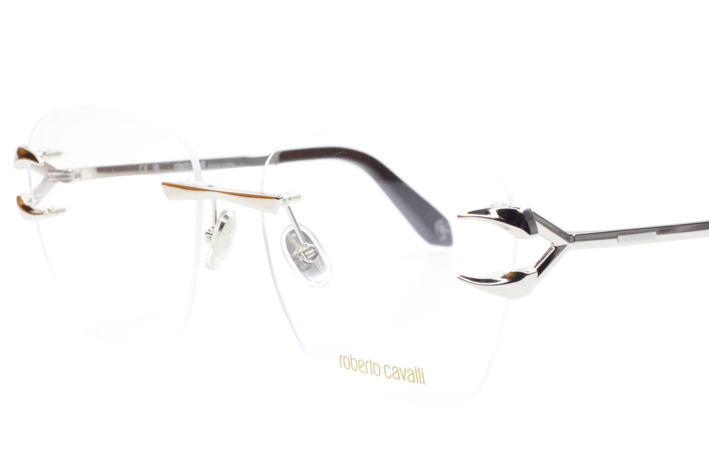 Roberto Cavalli VRC022 0579 Silver Rimless Italy Luxury Eyeglasses 58mm