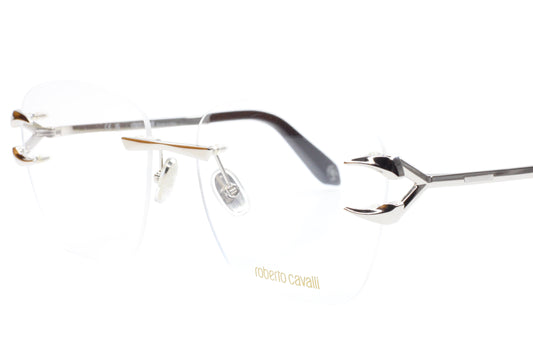 Roberto Cavalli VRC022 0579 Silver Rimless Italy Luxury Eyeglasses 58mm