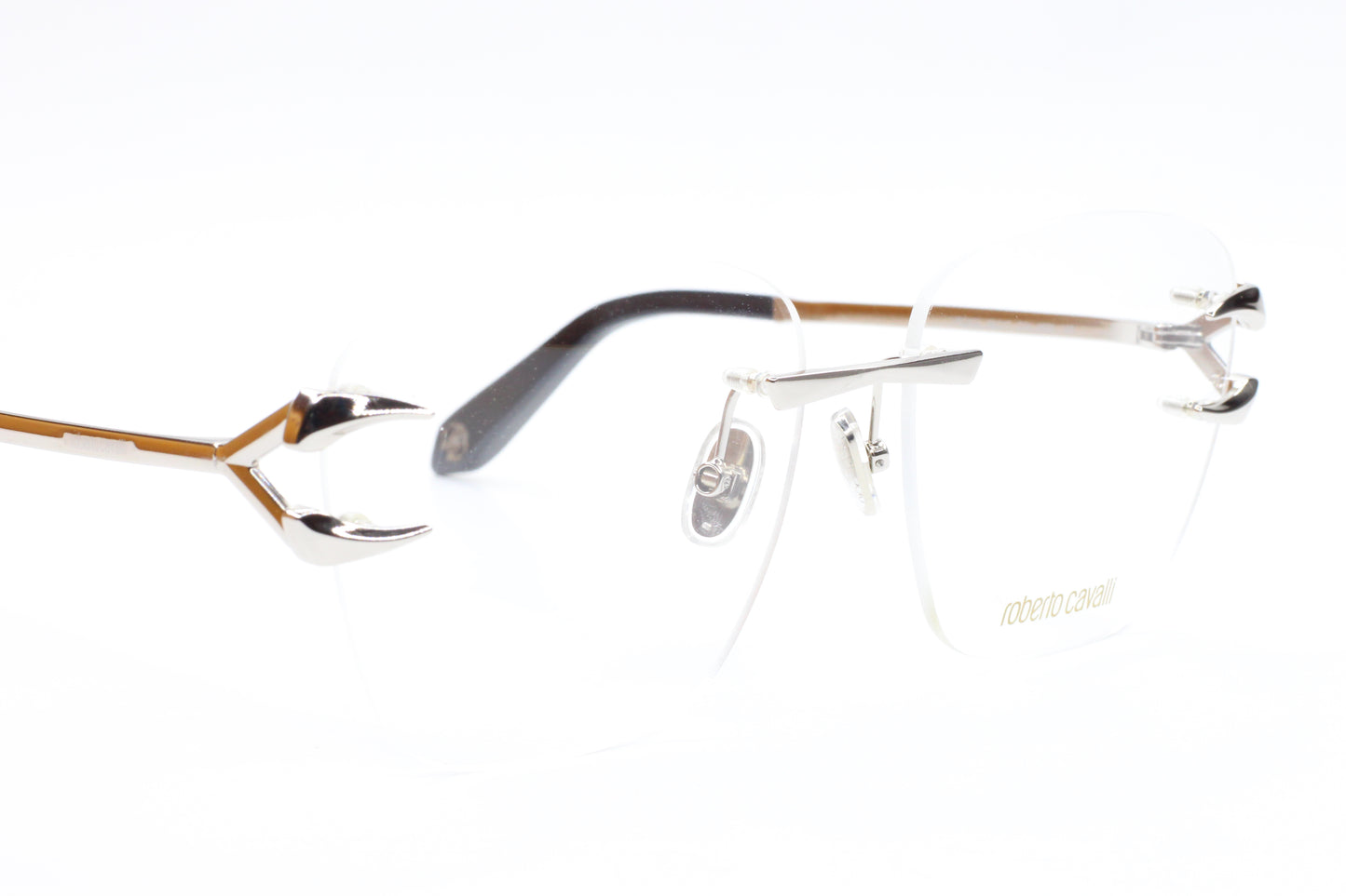 Roberto Cavalli VRC022 0579 Silver Rimless Italy Luxury Eyeglasses 58mm