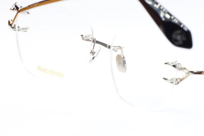 Roberto Cavalli VRC022 0579 Silver Rimless Italy Luxury Eyeglasses 58mm