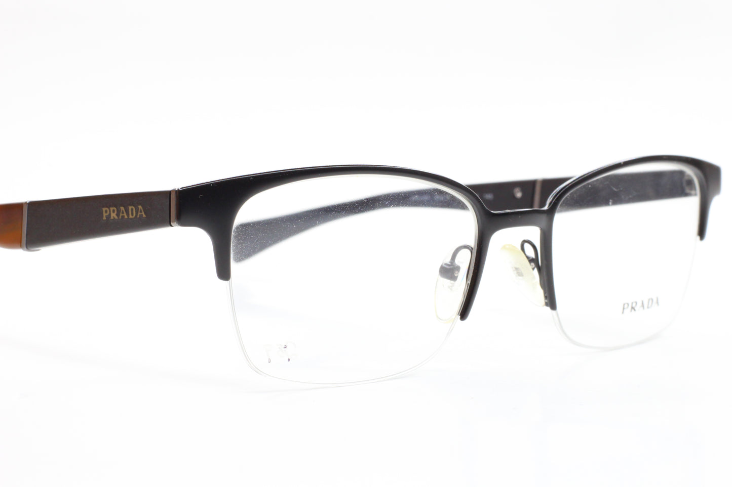 Prada VPR50P 1BO-1O1 Matte Black Woodgrain Luxury Italy Eyeglasses -Ma